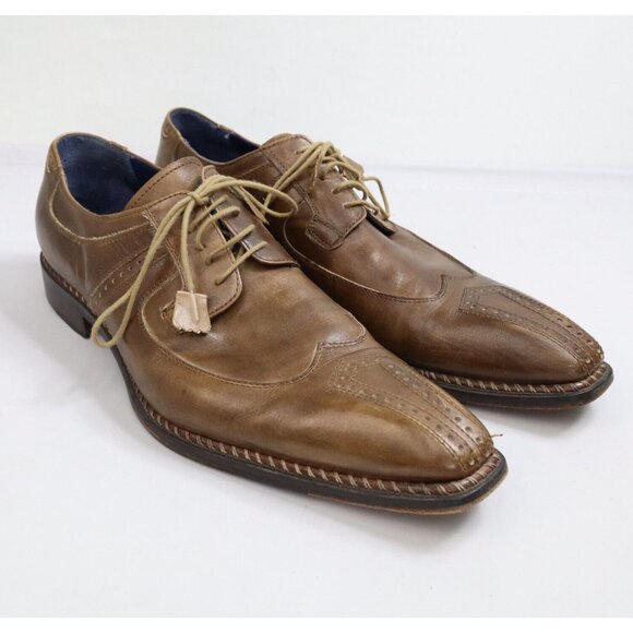 Passo Per Passo Brogues Leather Hand Made Italy Shoes Size 44 Wingtip Oxford - Picture 1 of 11